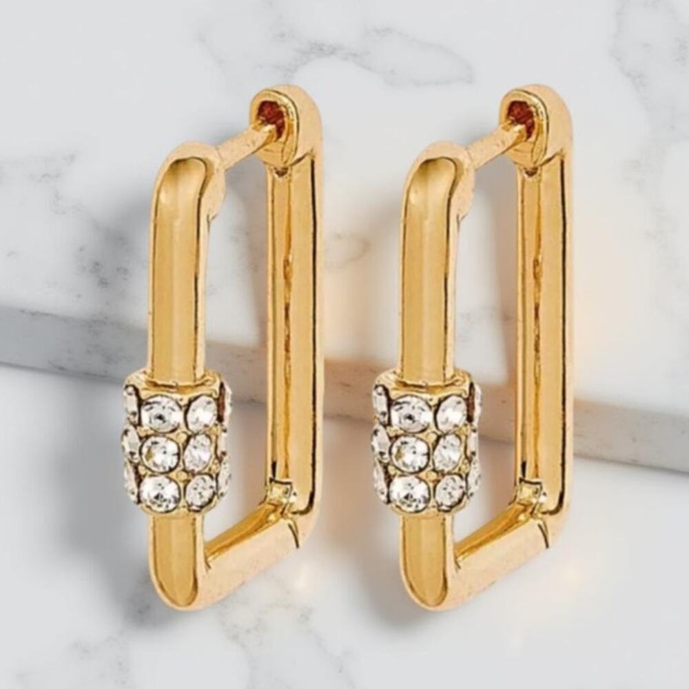 SUGARFIX by BaubleBar Rectangle Huggie Hoop - Gold